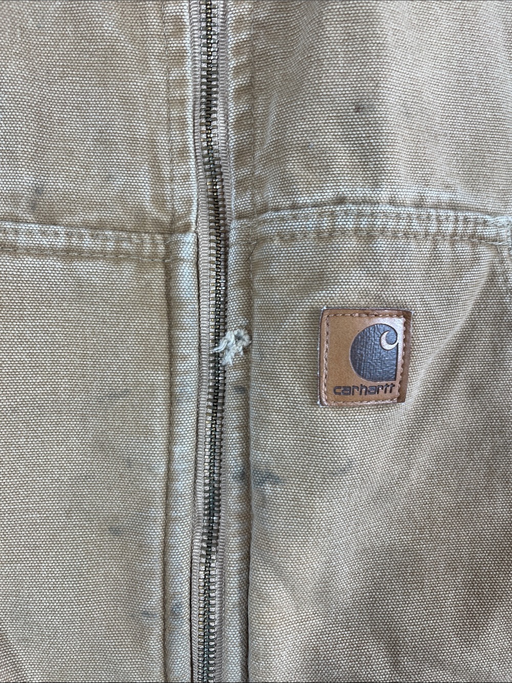 Vintage 07 Carhartt Brown Zip Front Work Vest Large Workwear Utility Western - Picture 3 of 15